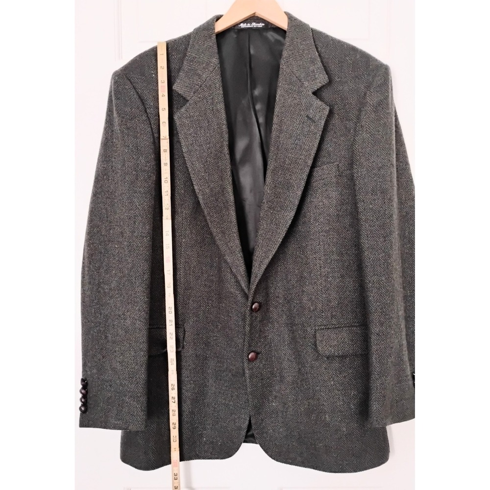 Vintage Robert Stock Blazer Mens 44L Brown Herringbone 100% Wool Sport Coat - Picture 7 of 9